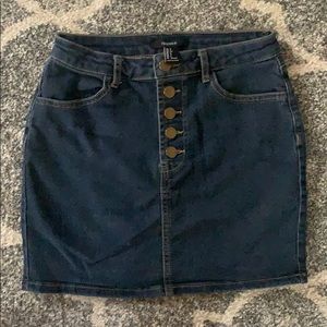 Semi Button Down Mini Skirt -Dark Denim